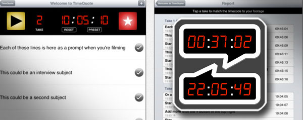 Timequote logger ipad