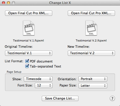 change list x GUI fcpx