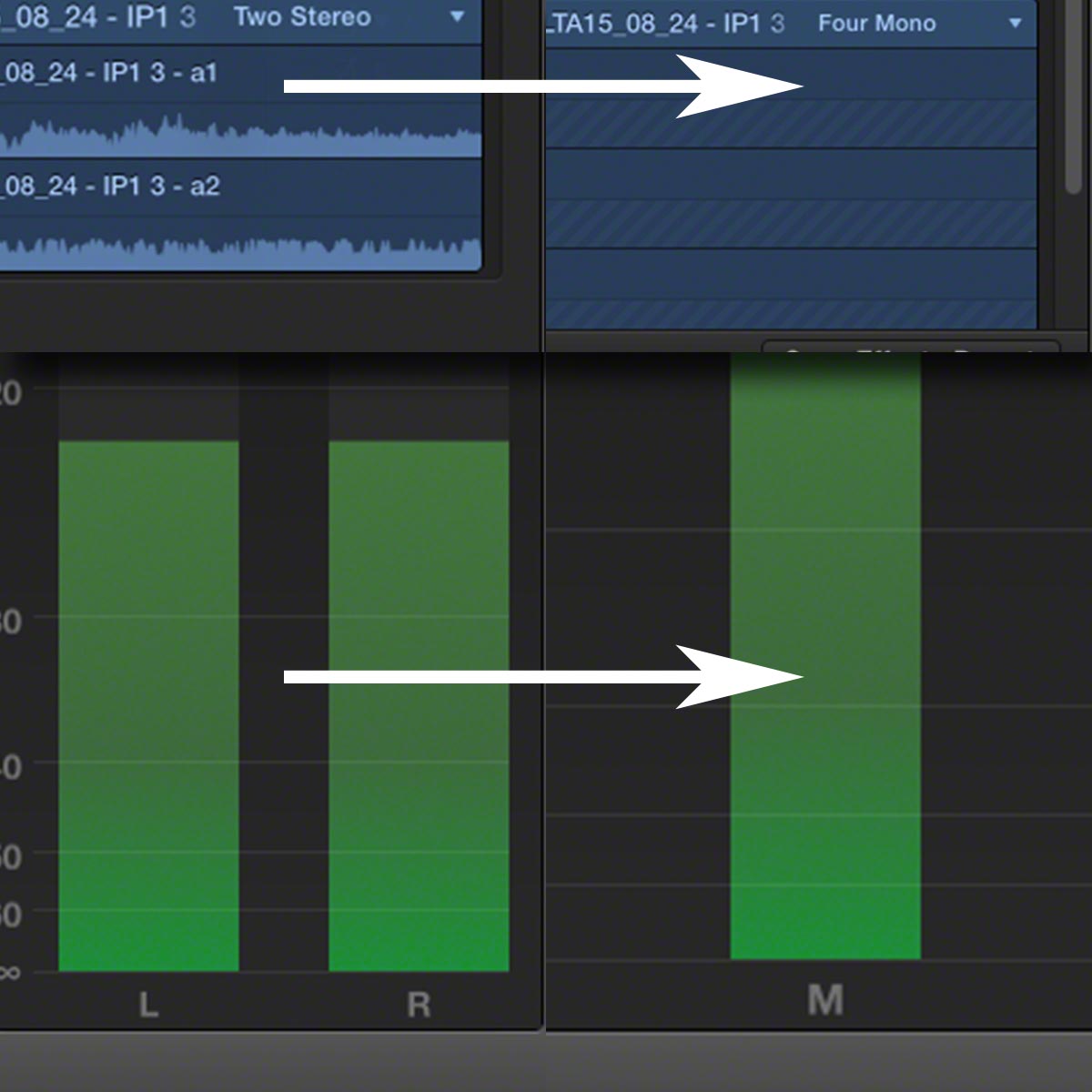 stereo mono fcpx