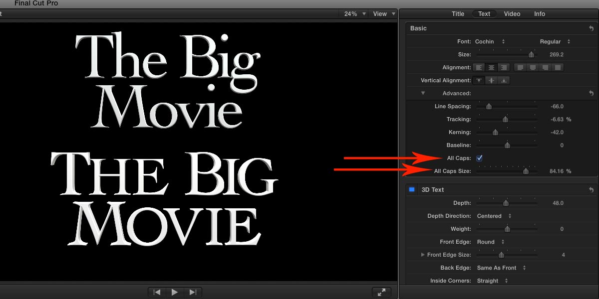 FCPX small caps