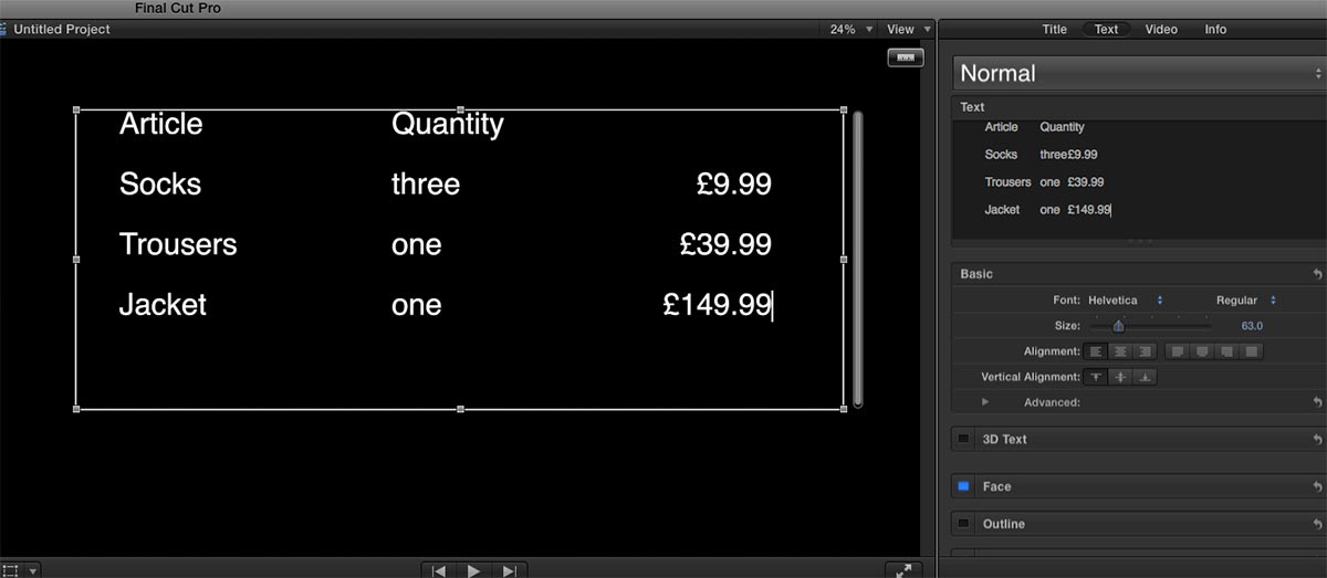 tabs FCPX layout