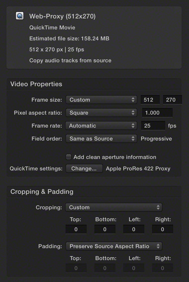 FCPX Compressor Settings