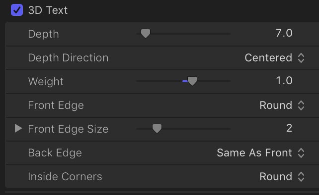 5 Rogue One 3D Text Settings