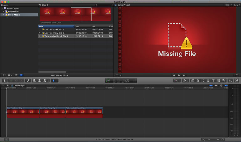 fcpx missing file error