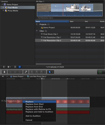 final cut pro x how to force relink media