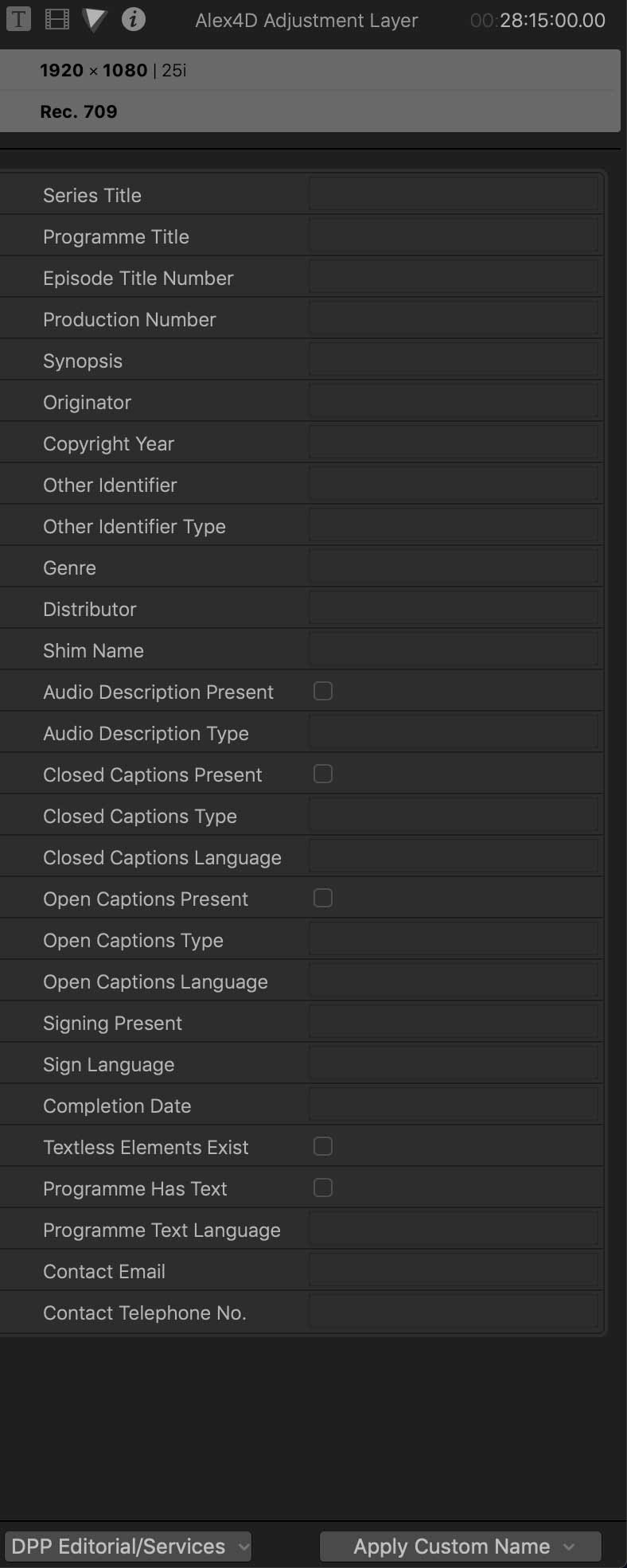 AS11 Metadata