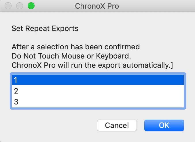 chronox 2nd window Repeat Exports