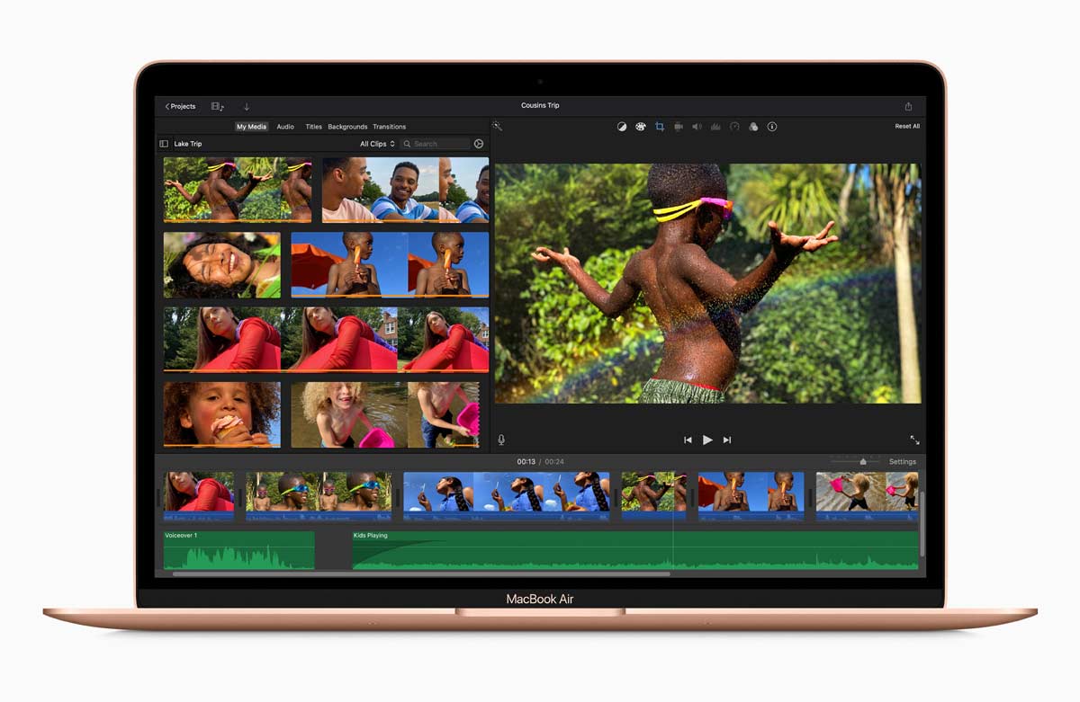 Apple new macbookair gold imovie screen 11102020