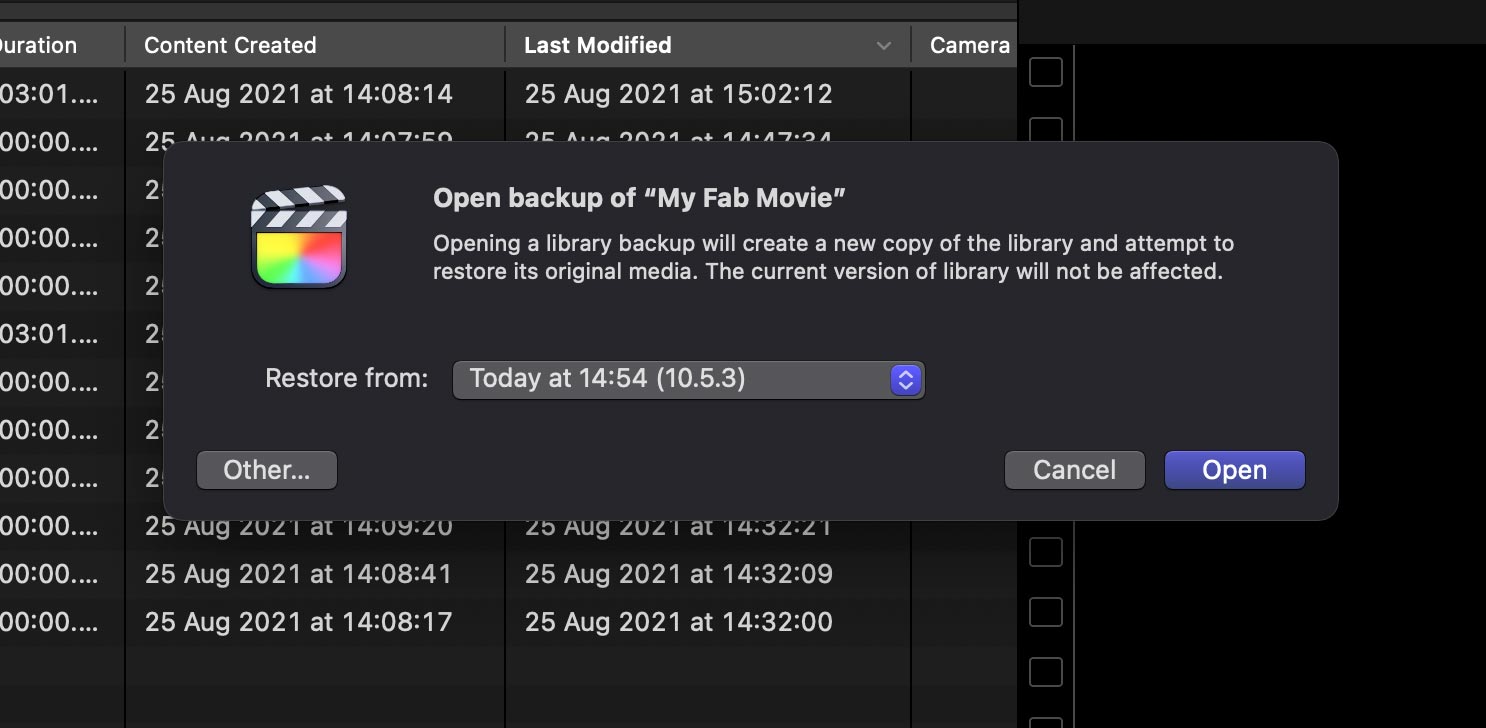find lost fcp project 17