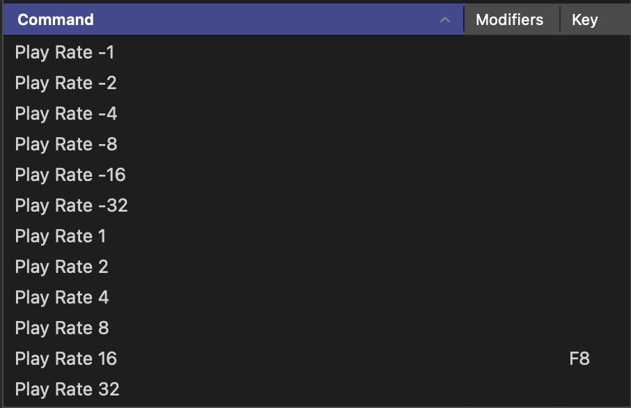 fcp shortcuts play rate